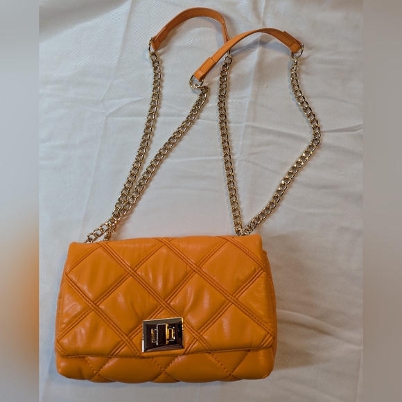 INC International Concepts Orange Quilted Shoulder Bag BNWT - Picture 2 of 13